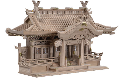 送料無料】タモ 入母屋型彫刻三社(中) - 仏壇・仏具・神棚専門店 塩