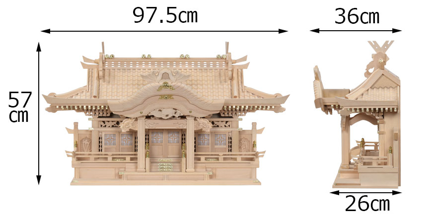 白木入母屋(中)寸法１