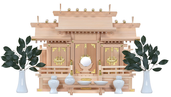 木曽桧三社(中)神具セット付斜め1